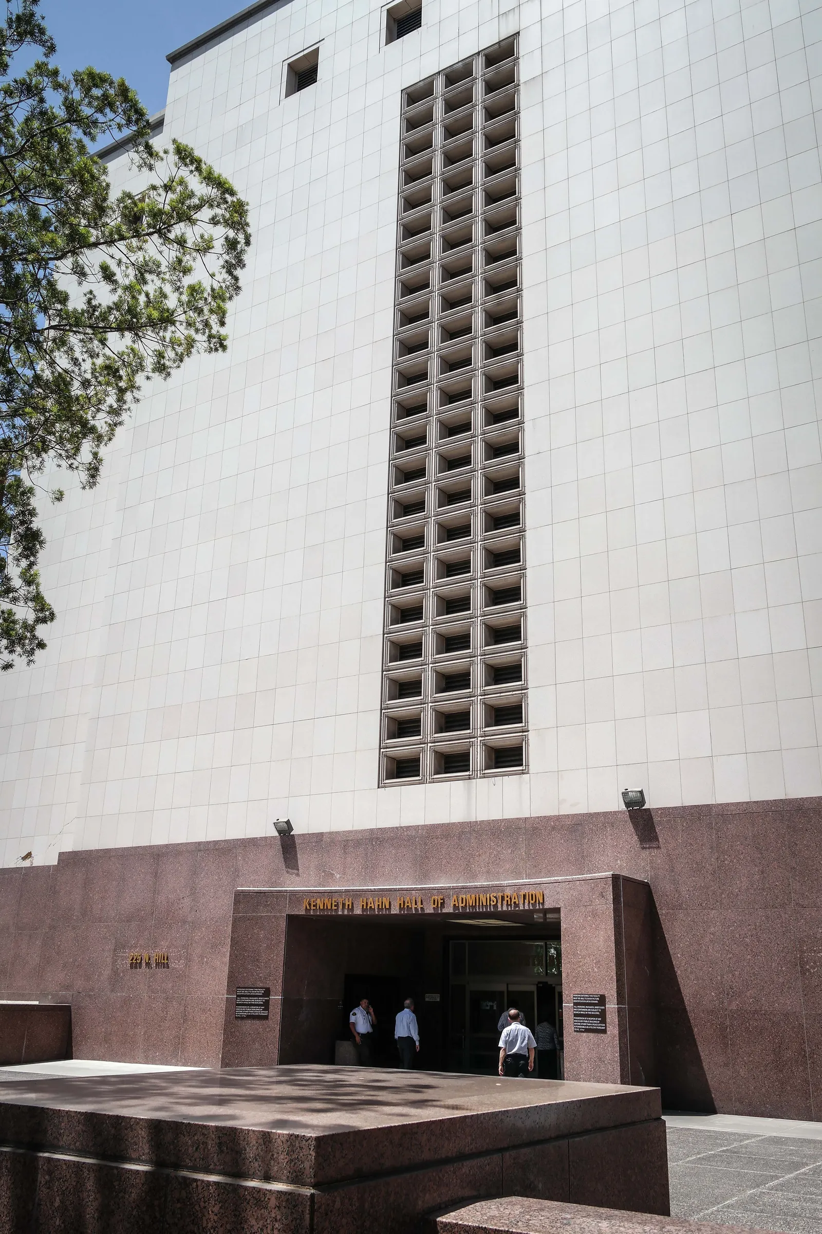 The Kenneth Hahn Hall of Administration in downtown Los Angeles — the government building where the Los Angeles County Board of Supervisors meets, and where the 2011 settlement was approved.